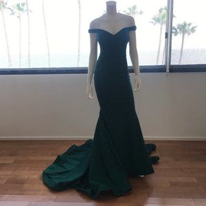 Jovani Hunter Glitter Off the Shoulder Prom Dress